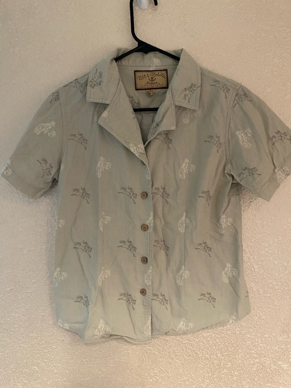 Bit & Bridle Light Sage Women's Button-Up Shirt